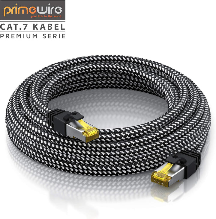 CSL - 10m CAT 7 Netzwerkkabel Gigabit Ethernet LAN Kabel - Baumwollmantel - 10000 Mbit s - Patchkabe