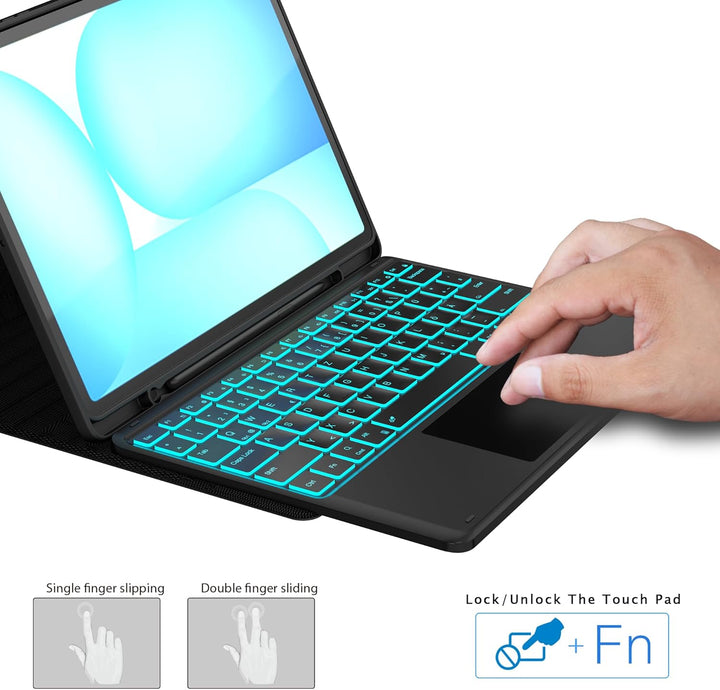 Für Galaxy Tab S10 FE+ 13,1" Tastatur Hülle - 7 Farben Beleuchtung Abnehmbare Trackpad Tablet Cover