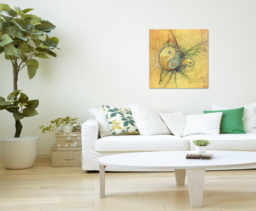 Paul Sinus Art Yin und Yan Energiefluss Abstraktes Bild auf Leinwand Abstrakt132- dekorativer Eintei