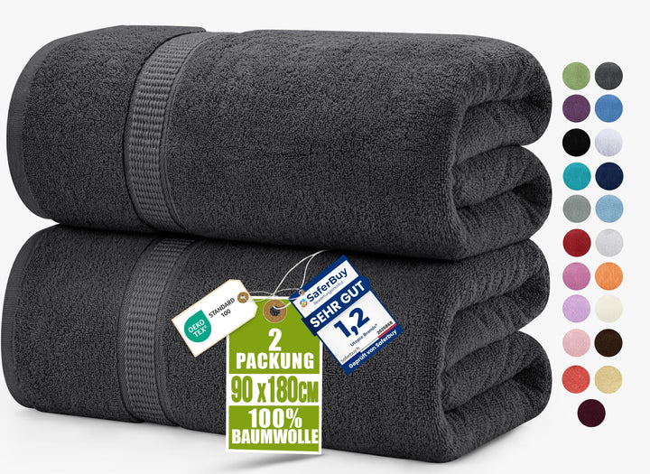 Utopia Towels - 2er Badetücher Gross aus Baumwolle mit Aufhänger, Saunatücher,Badehandtücher Gross,