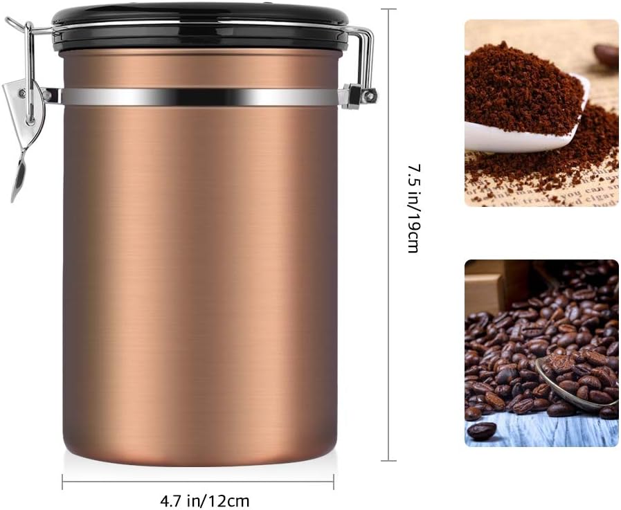Kaffeekanister, 1,8 L, Edelstahl, Grosser Behälter, Luftdicht, für Gemahlenes Stahlpulver und Bohnen
