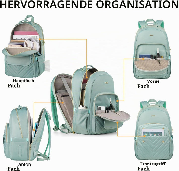 Rucksack Schule Mädchen Rucksack Damen,Schultasche Frauen Schulranzen 15.6 Zoll für Universität Stud