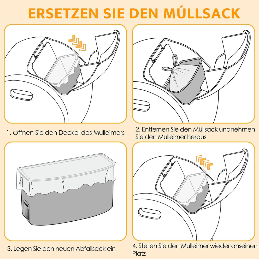 Selbstreinigende Katzentoilette Müllsack Katzentoilettenbeutel mit Zugbändern, 3 Rollen*36 (108 Stüc