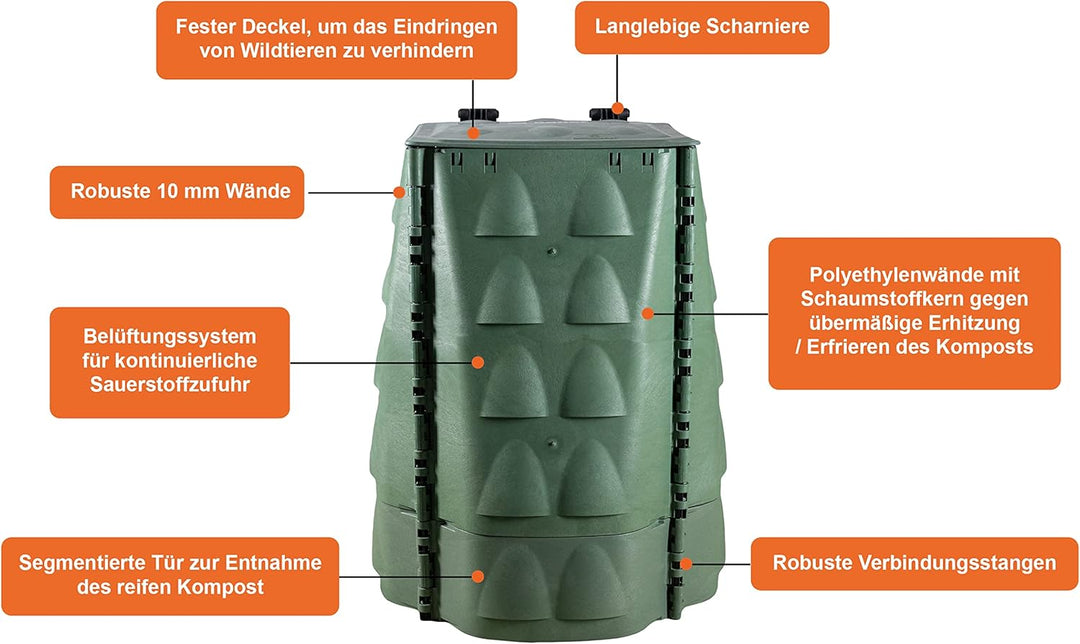 Hardwex Komposter | Schnellkomposter | Thermokomposter | 200 L | 10mm Starke Wände aus hochwertigem