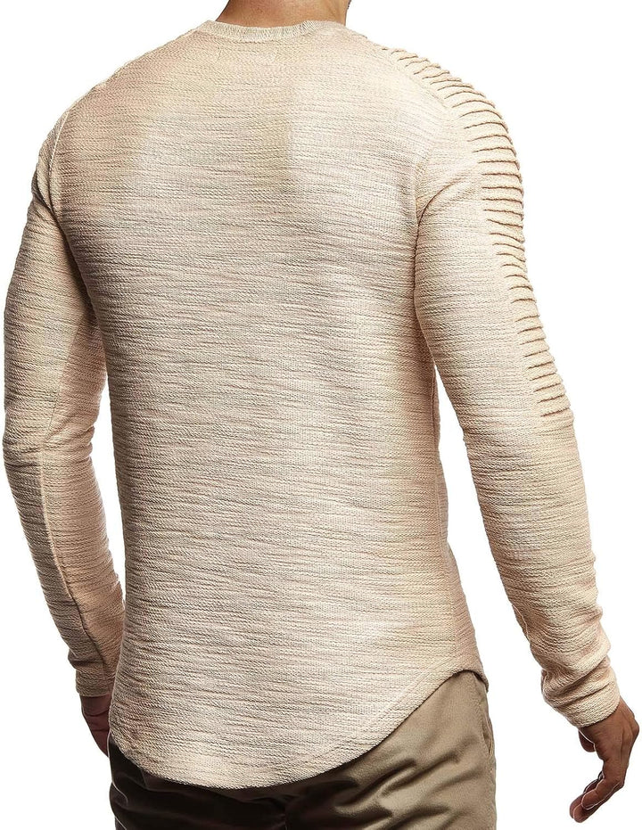 Leif Nelson Herren Pullover Rundhals-Ausschnitt Schwarzer Männer Longsleeve dünner Pulli Sweatshirt