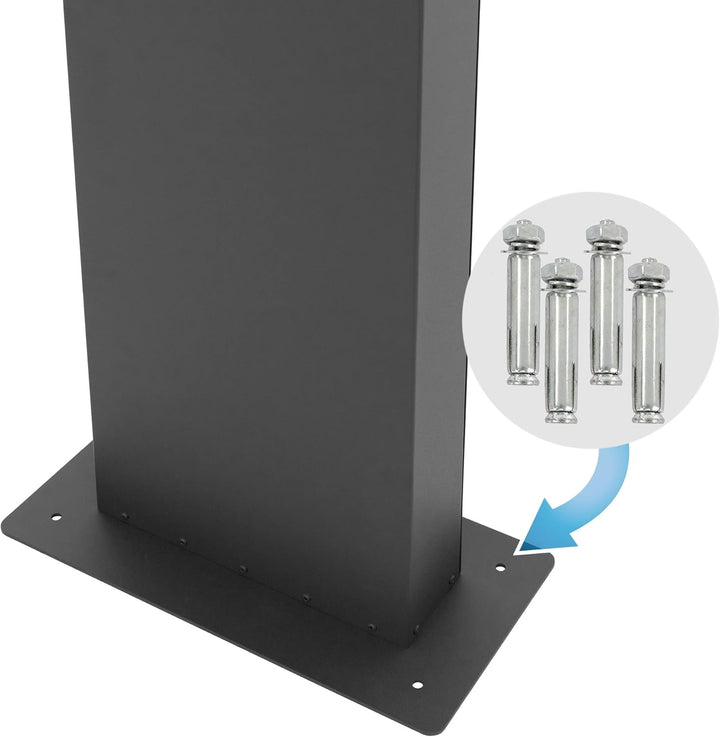 ML-Design Briefkastenständer aus Edelstahl pulverbeschichtet in Anthrazit, Höhe 170 cm, Lochabstand