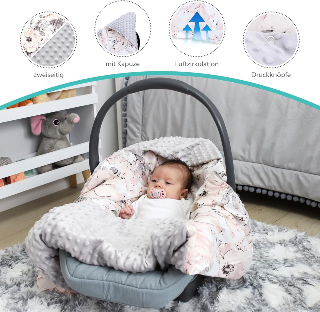 Einschlagdecke Babyschale Decke Kinderwagen 90x90cm - universal Baby Babydecke für Buggy Autositz Ga