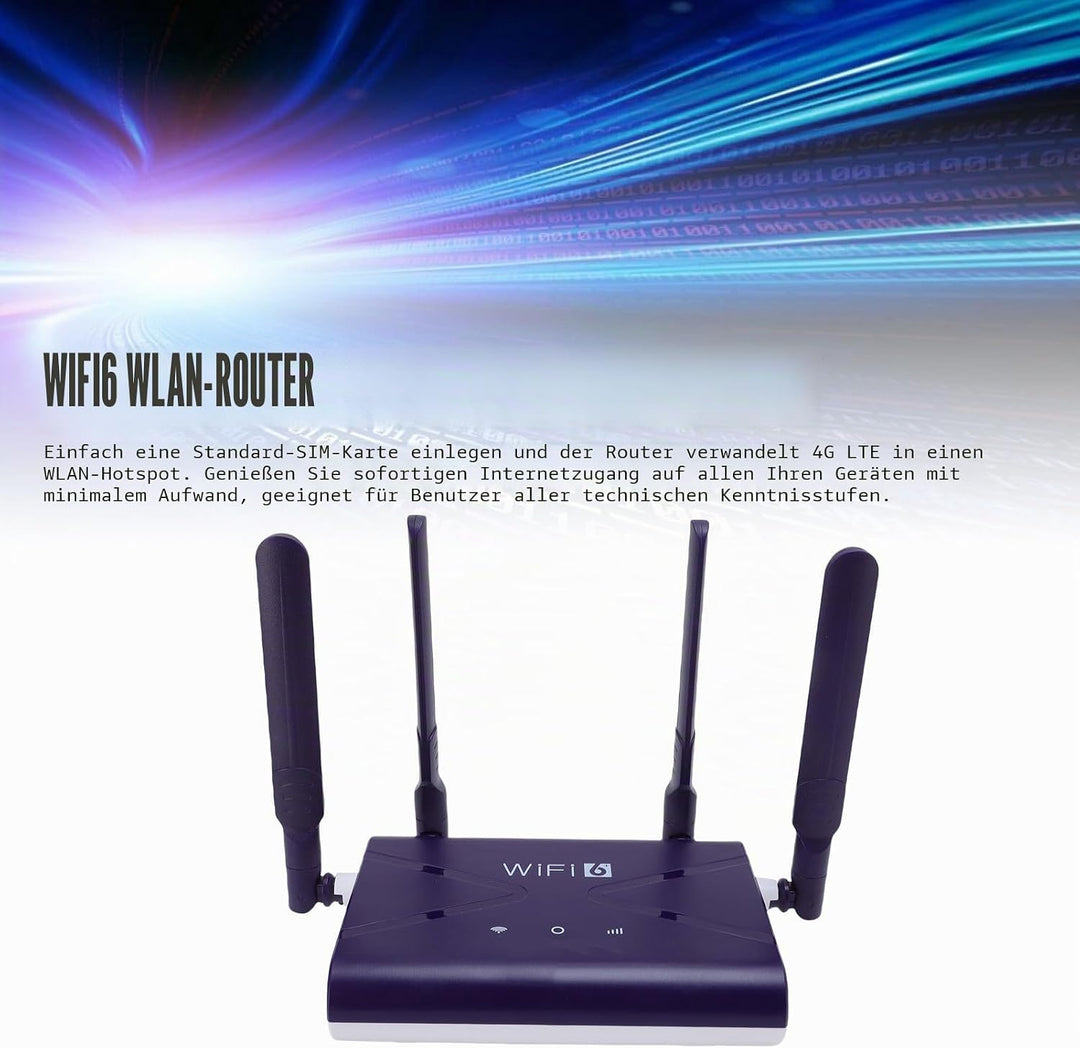 WiFi6-Router 300 Mbit/s 4G 5G CPE LTE-Router mit SIM-Kartensteckplatz 4 Antennen für Telefon Laptop