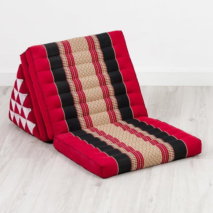 livasia Thaikissen 3 Auflagen extrahoch - 185x55x8cm - Dreieckskissen mit Klappmatratze, Kapok, Jumb