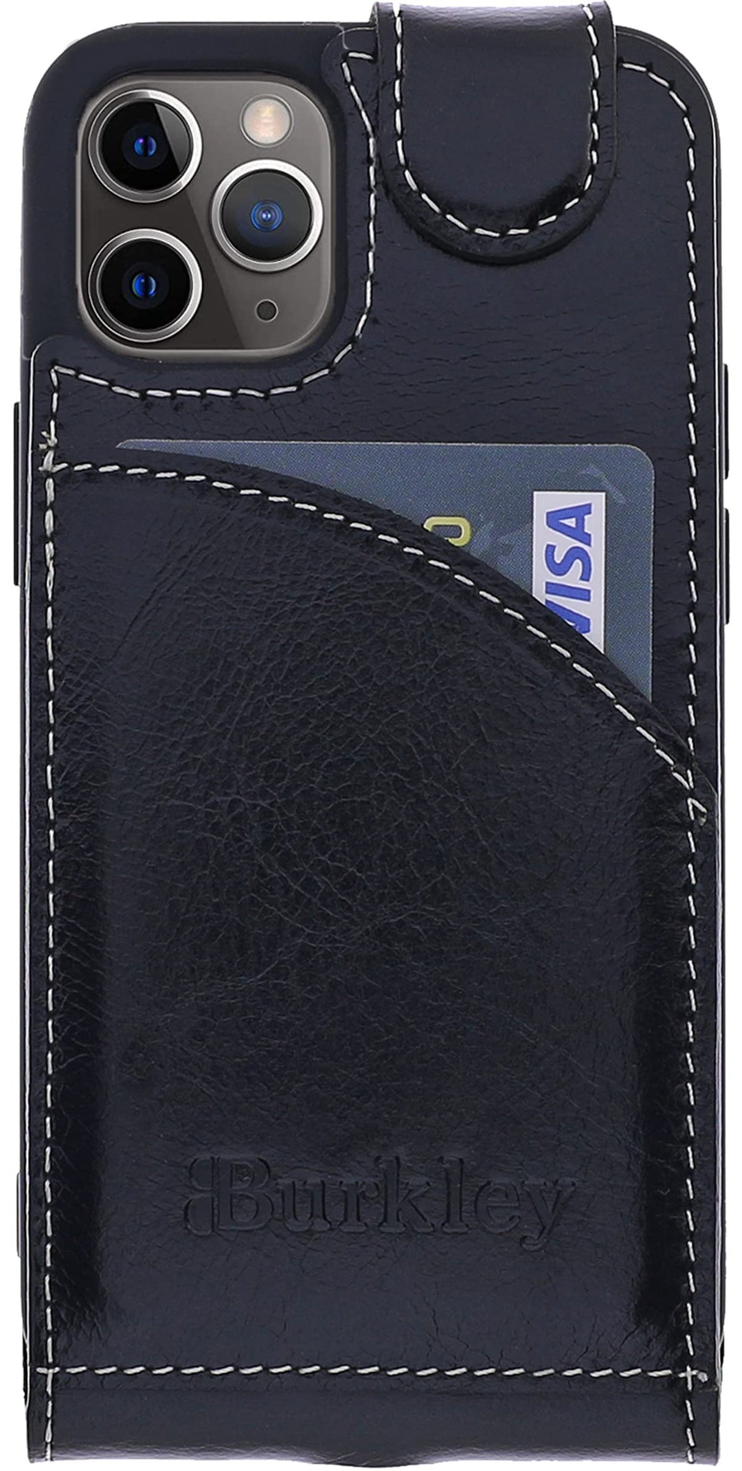 Burkley Flip Case Handyhülle für iPhone 14 Plus - Handytasche aus echtem Rindsleder, 360° Schutz mit