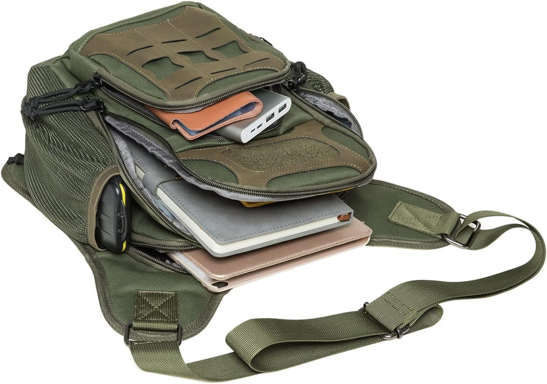 KAUKKO Canvas Taktisch Jahrgang Brusttasche Männer Frauen Tactical Schultertasche für Wandern Campin