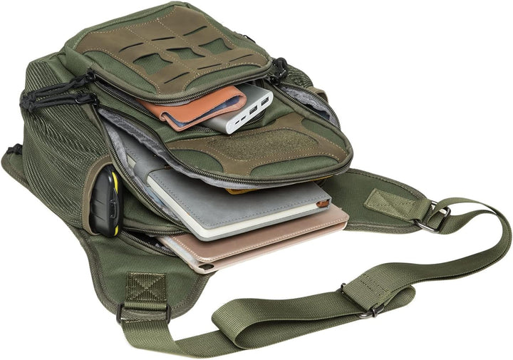 KAUKKO Canvas Taktisch Jahrgang Brusttasche Männer Frauen Tactical Schultertasche für Wandern Campin