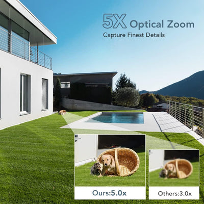 4X Optischer Zoom Überwachungskamera Aussen WLAN, Ctronics PTZ Dome WiFi IP Kamera Outdoor mit Mensc