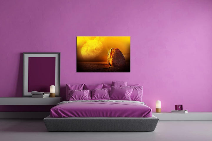 unbekannte Planeten Oberfläche Format: 80x60 als Leinwandbild, Motiv fertig gerahmt auf Echtholzrahm