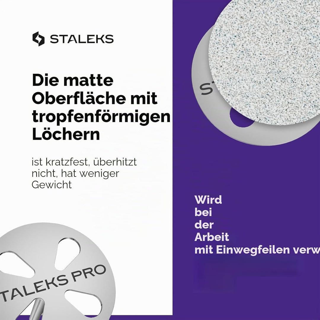 STALEKS Pododisc 25 mm Pediküre + 5 Ersatz-Feile 180 Grit Professioneller Heimgebrauch Edelstahl (PD