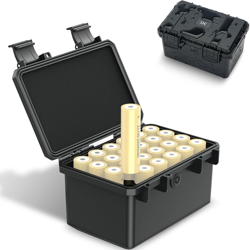 JJC 21700 Batteriegehäuse Batteriehalter Box Wasserdicht für 24 Stück 21700/20700 Akku und alle ähnl