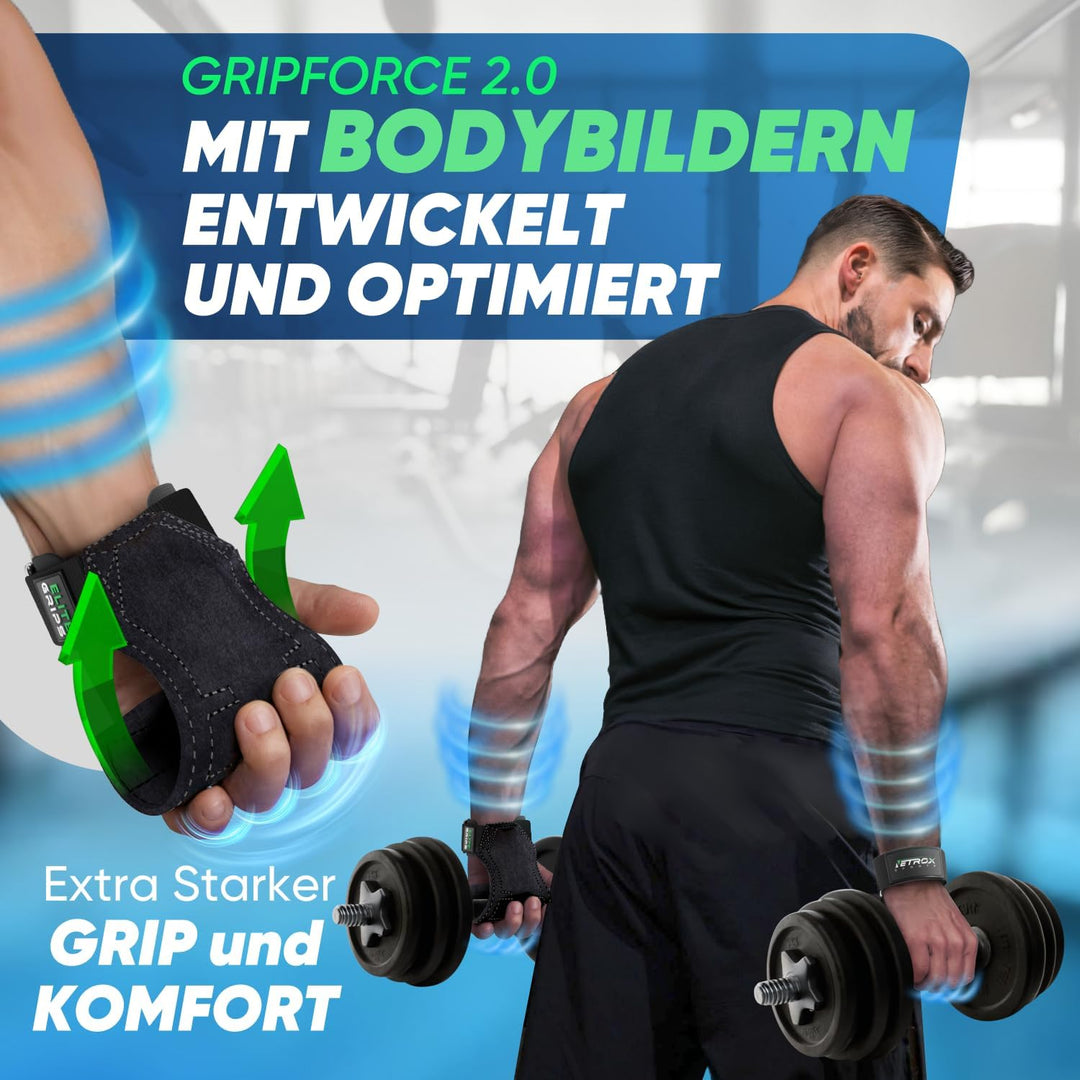 NetroxSports® – Elite Grips Zughilfen für Bodybuilding, Gewichtheben, Krafttraining &amp; Fitness – spez