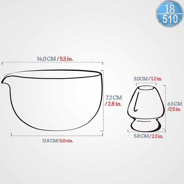 Japanische natürliche Steinstruktur Matcha Chawan (Ausgiesser) mit Schneebesenablage, 18 OZ. TEANAGO