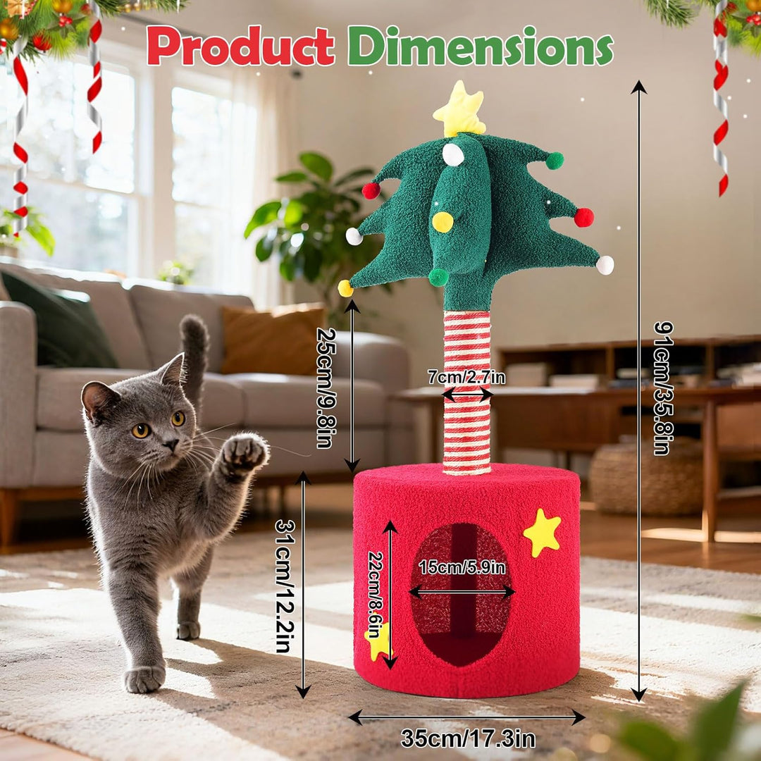 Kratzsäulen für Katzen Kratzbaum mit Dekorativem Weihnachtsbaum Katzenkratzbaum mit Katzenhöhle Inte