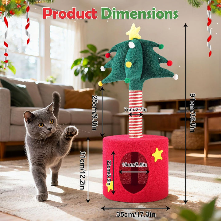 Kratzsäulen für Katzen Kratzbaum mit Dekorativem Weihnachtsbaum Katzenkratzbaum mit Katzenhöhle Inte