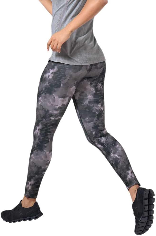 Odlo Damen Laufhose Tights Zeroweight Print Reflective, Schwarz