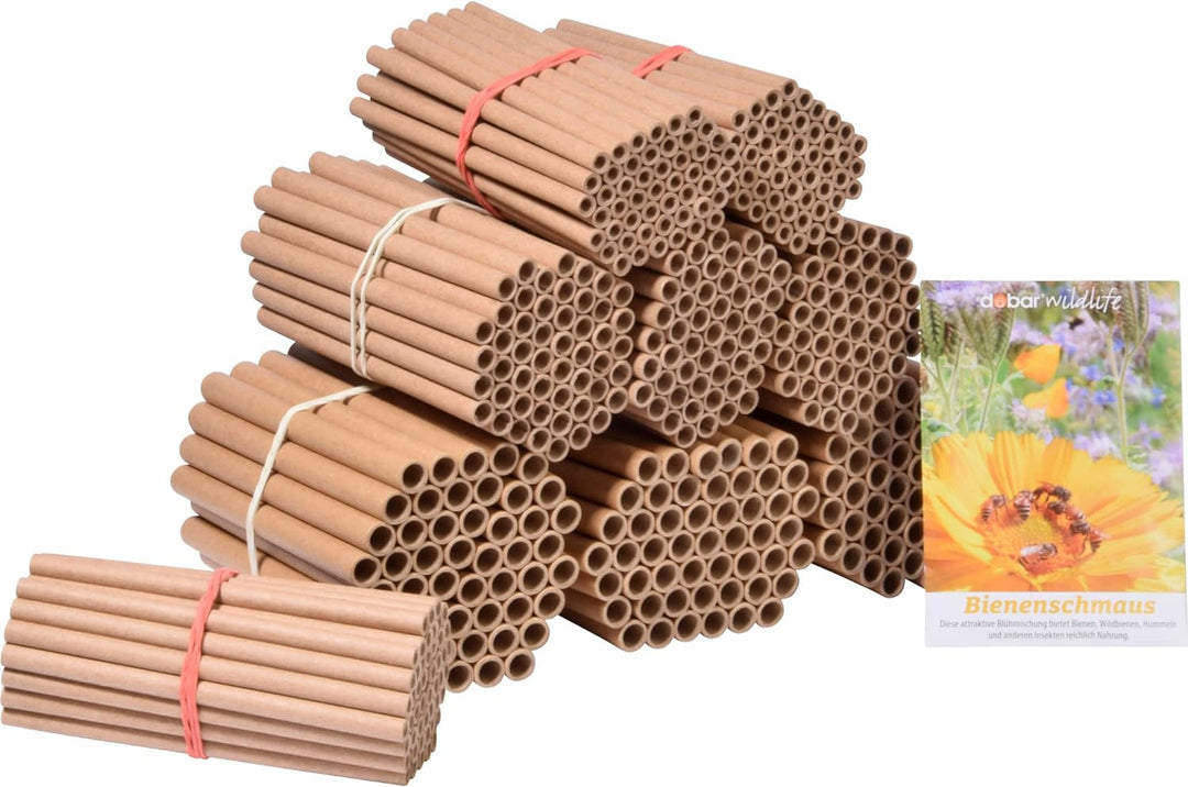 dobar® 22890e Pappröhrchen 450er Set - Füllung für Bienenhotels aus 100% recyceltem Altpapier - Wild