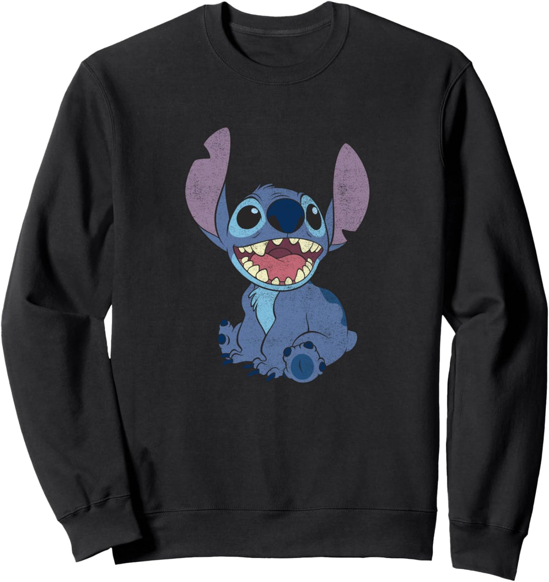 Disney Lilo & Stitch Sitting Smiling Distressed Mouth Open Sweatshirt