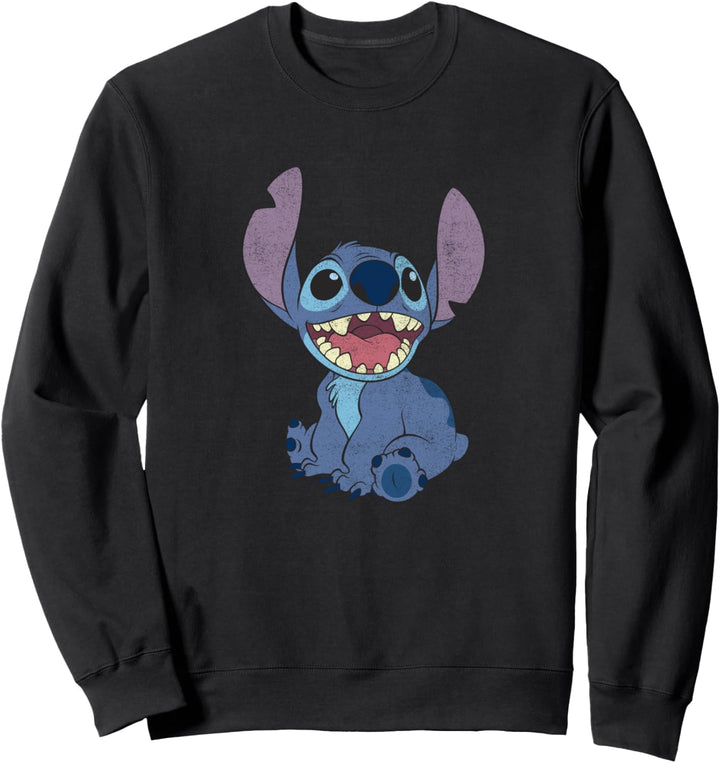 Disney Lilo & Stitch Sitting Smiling Distressed Mouth Open Sweatshirt