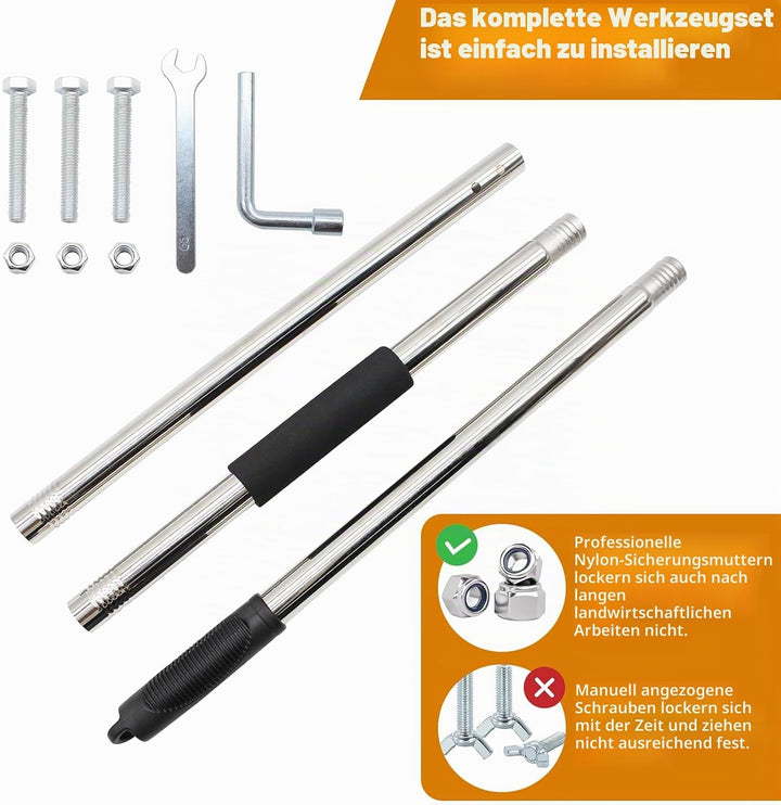 Gartenrechen mit 1,2m Metallgriff, Garden Harke Mehrzweck Garten Unkraut Werkzeug, Unkrauthacke, Tra