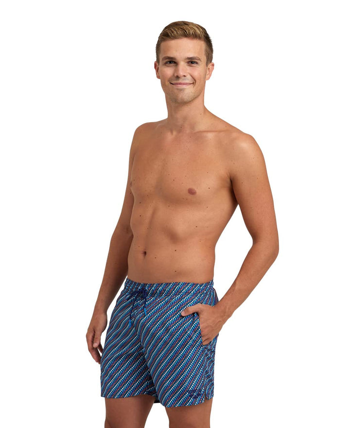 ARENA Herren Men's Beach Boxer Allover Swim Trunks S Navy-diagonal Pattern Multi, S Navy-diagonal Pa