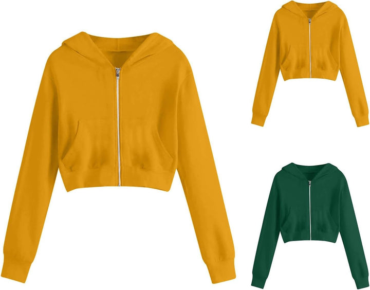 EMATOP Kurz Sweatjacke Mädchen Kinder Langarm Kapuzenjacke Einfarbige Baumwolle Sweatshirt Jacke Ful