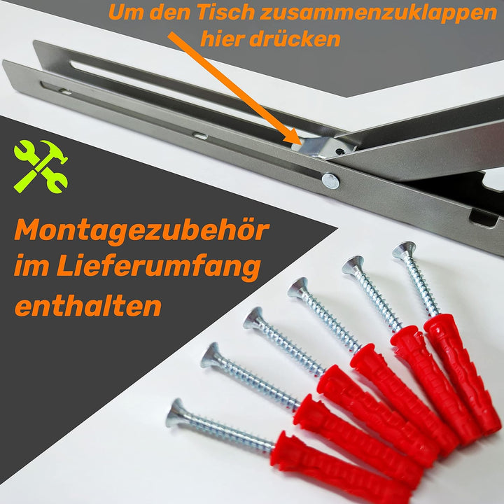 AKKE Wandklapptisch mit Abgerundeten Ecken Klapptisch Esstisch Wandtisch Küchentisch Schreibtisch Ki