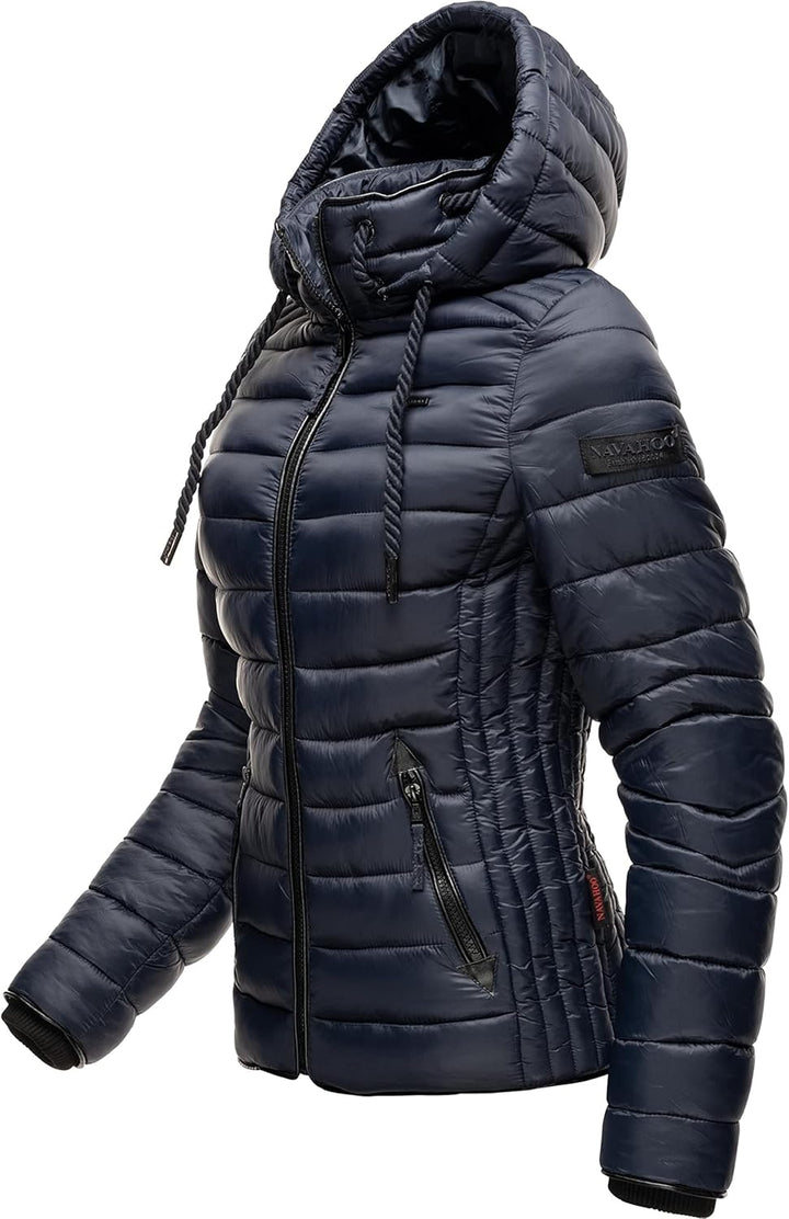Navahoo Damen leichte Übergangsjacke Steppjacke mit Kapuze Lulana XS-XXL M Navy, M Navy