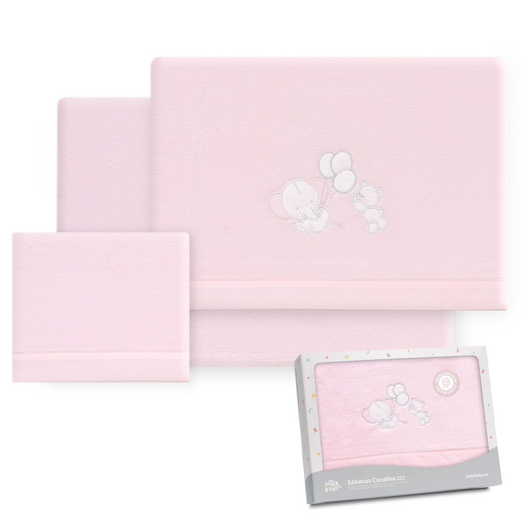 Interbaby Bettwäsche-Set für Kinderwagen, 40 x 80 cm, Baby – Winter-Bettwäsche aus Coralina-Stoff –