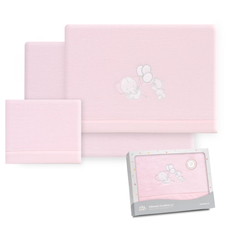 Interbaby Bettwäsche-Set für Kinderwagen, 40 x 80 cm, Baby – Winter-Bettwäsche aus Coralina-Stoff –
