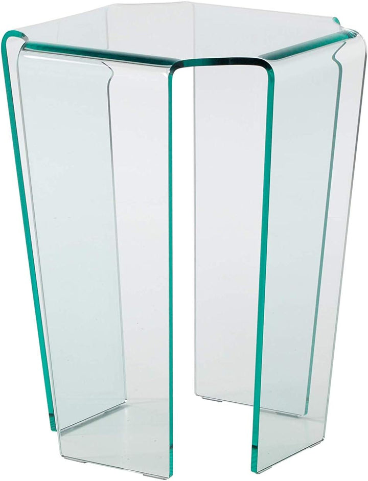IMAGO FACTORY Fjord | Tisch Servetto – Lampentisch aus gebogenem Glas, transparent, für Wohnzimmer,
