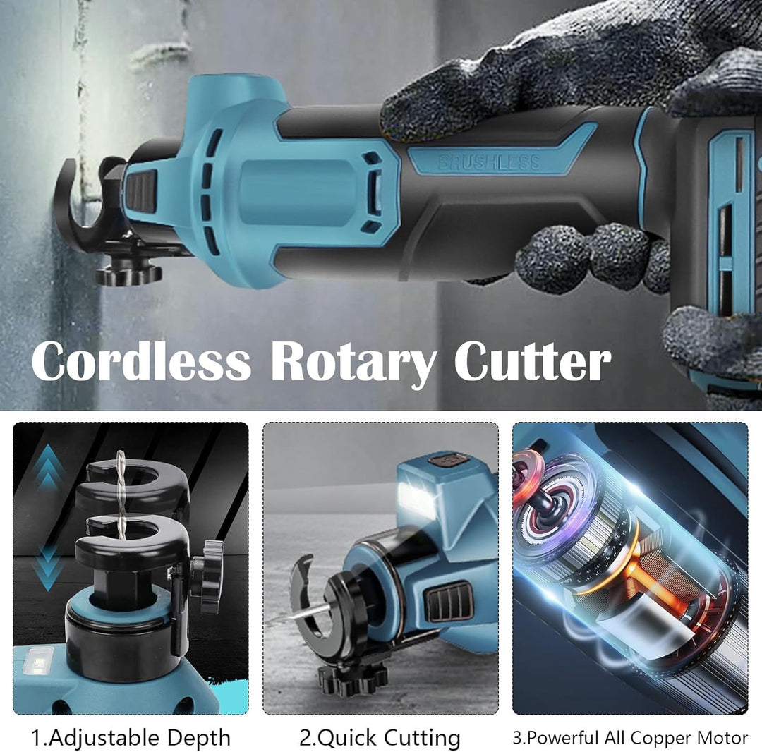 Akku Rotationsschneider Kompatibel mit Makita 18V Akku, 30000 U/min Kabelloses Bürstenloses Hand Rot