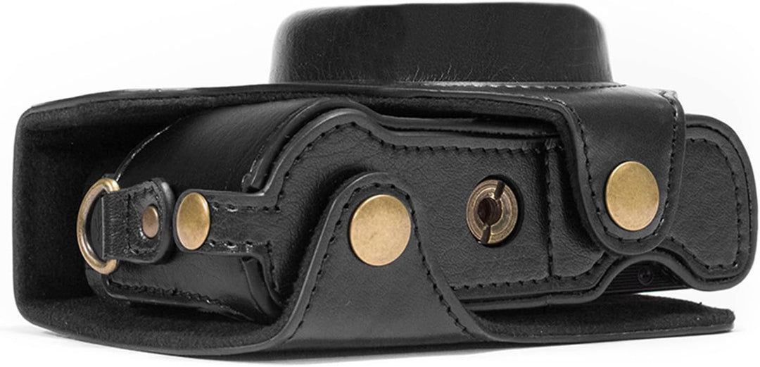 MegaGear Leder Kameratasche für Canon PowerShot G7X Kamera (Schwarz), Schwarz