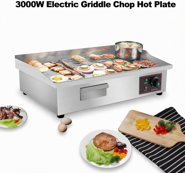 Elektrische Grillplatte, professionell, 3 kW, Tischgrill, multifunktional, Innengrill aus Edelstahl