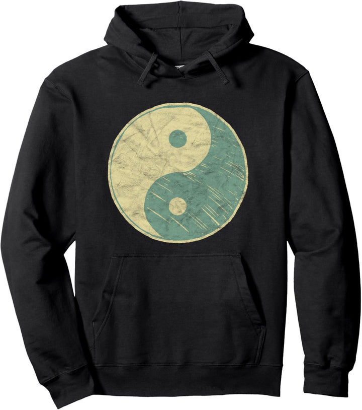 Vintage Yin Yang Simple Minimalist Design Pullover Hoodie