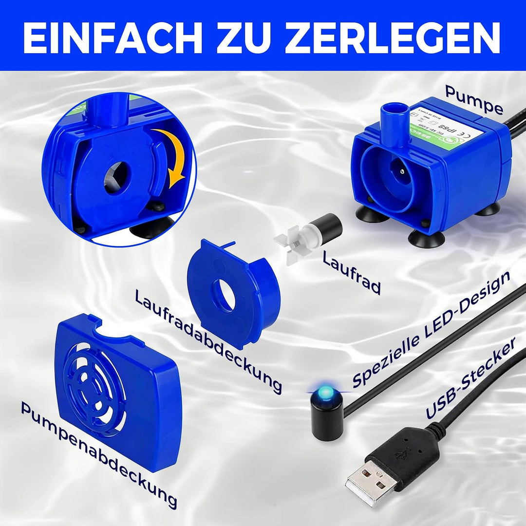 Katzenbrunnen Pumpe, Ultraleise Ersatzpumpe Katzenbrunnen, 5V 1.5W Geringer Stromverbrauch Katzen Br