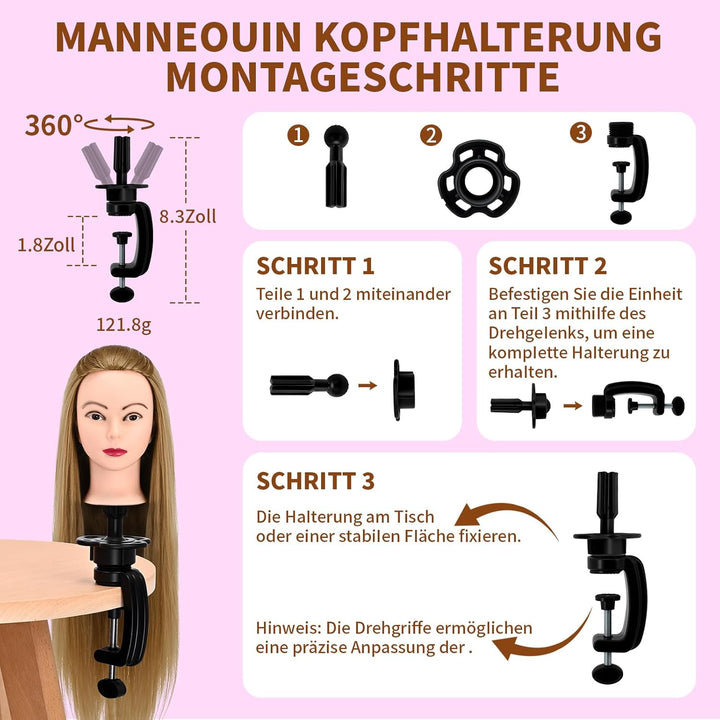 28" Frisierkopf Mit Synthetikfaser-Haar Trainingsköpfe Für Friseure Für Flecht Schneide Styling Übun