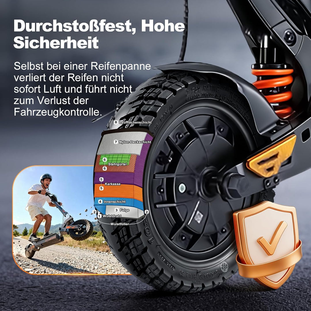 10x2,7-6,5/10x2,75-6,5 Off-Road Tubeless Ersatzreifen für KuKirin G3/Kukirin G2 Master(2025)/Smartgy