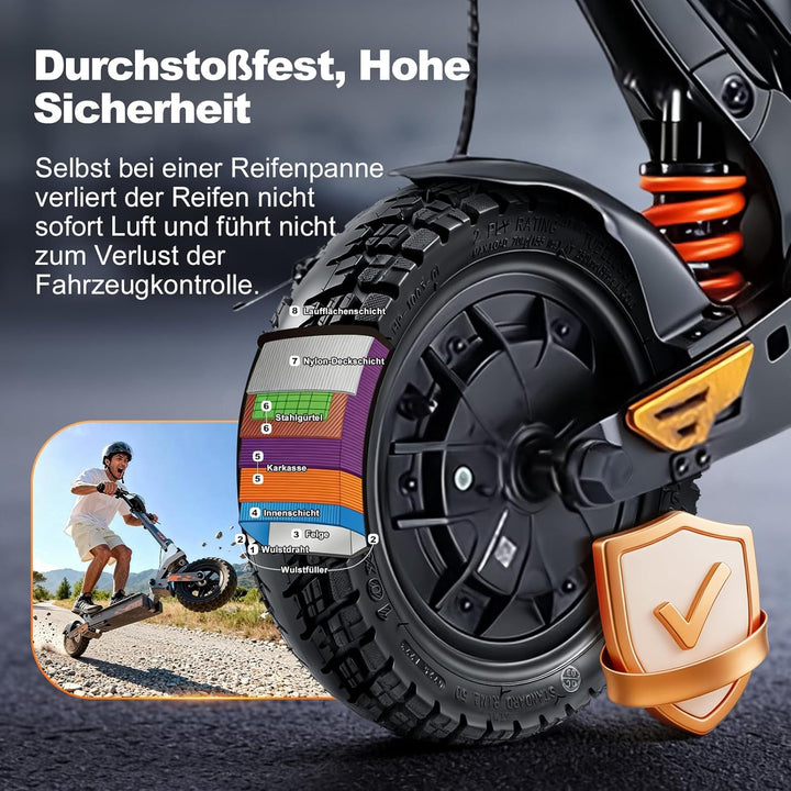 10x2,7-6,5/10x2,75-6,5 Off-Road Tubeless Ersatzreifen für KuKirin G3/Kukirin G2 Master(2025)/Smartgy