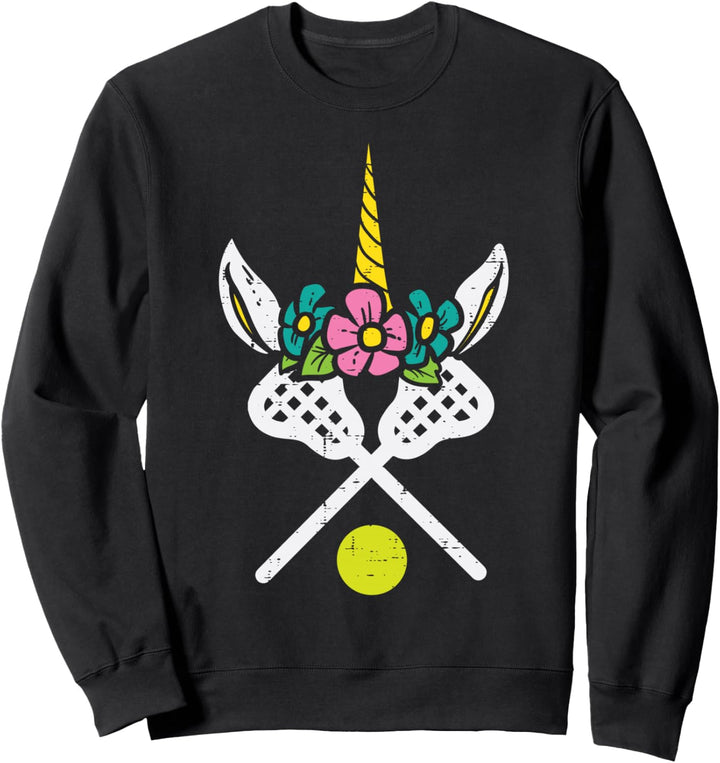 Einhorn-Kopf, Lacrosse, lustig, Sport, Damen, Kinder, Mädchen Sweatshirt