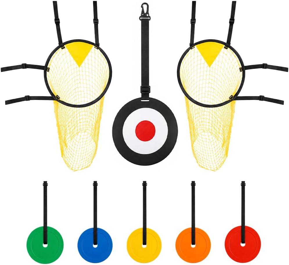 2 Stück Fussballtor Zielnetz, 45×59cm Fussball Ziel mit 5 Zielscheibe | Fussballtor Zubehör mit Vers