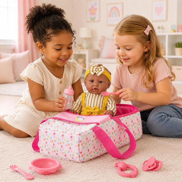 vamei Puppenzubehör mit 30 cm Baby Puppe, Geschenk Mädchen ab 3 Jahre | Puppen Zubehör Set mit Tragb