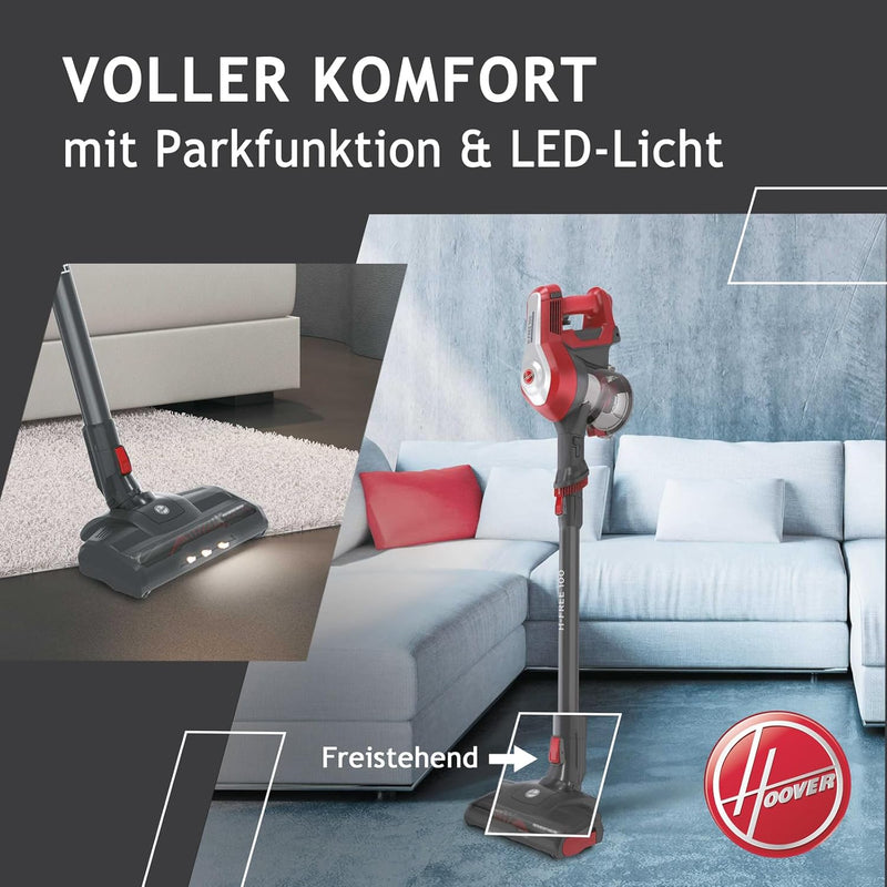 Hoover H-FREE 100 HOME Akku-Staubsauger ohne Beutel mit bis zu 40 Min. Laufzeit – kabelloser Staubsa