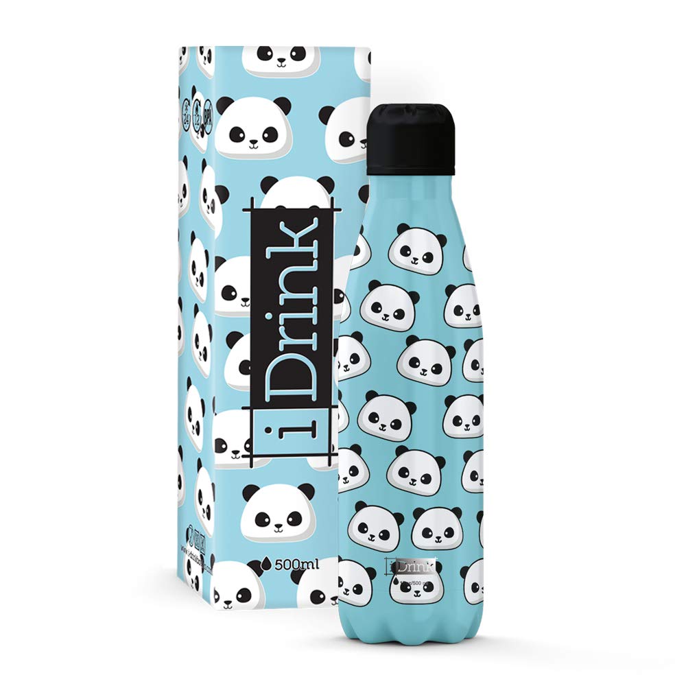 IDRINK - Trinkflasche 350/500/1000 ML Thermoflasche aus Stahl 750 ml Panda, 750 ml Panda