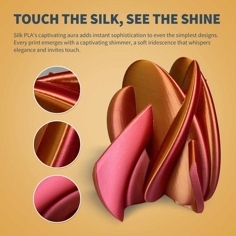 OVERTURE Silk PLA Zweifarbig Filament 1.75mm für 3D Drucker, 1kg Spule (2.2lbs), Massgenauigkeit +/-